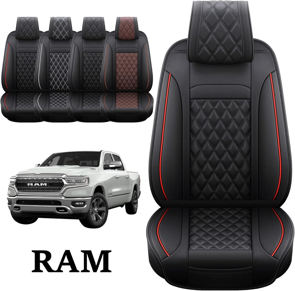Waterproof Synthetic Leather Seat Covers 5PCS Full Set Black Brown T1956