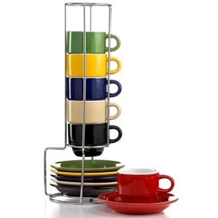 Espresso Cups Set with Metal Rack I693