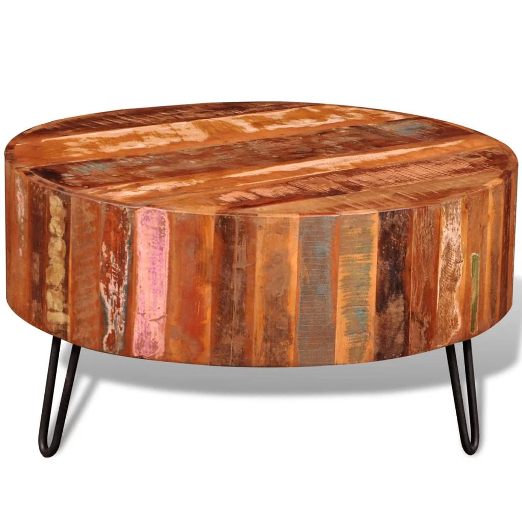 Solid Reclaimed Wood Round Coffee Table I3823