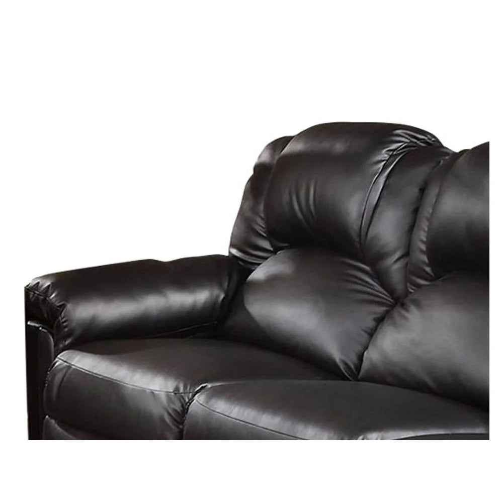 Black 3 Seats Bonded Leather Manual Reclining Sofa L3103