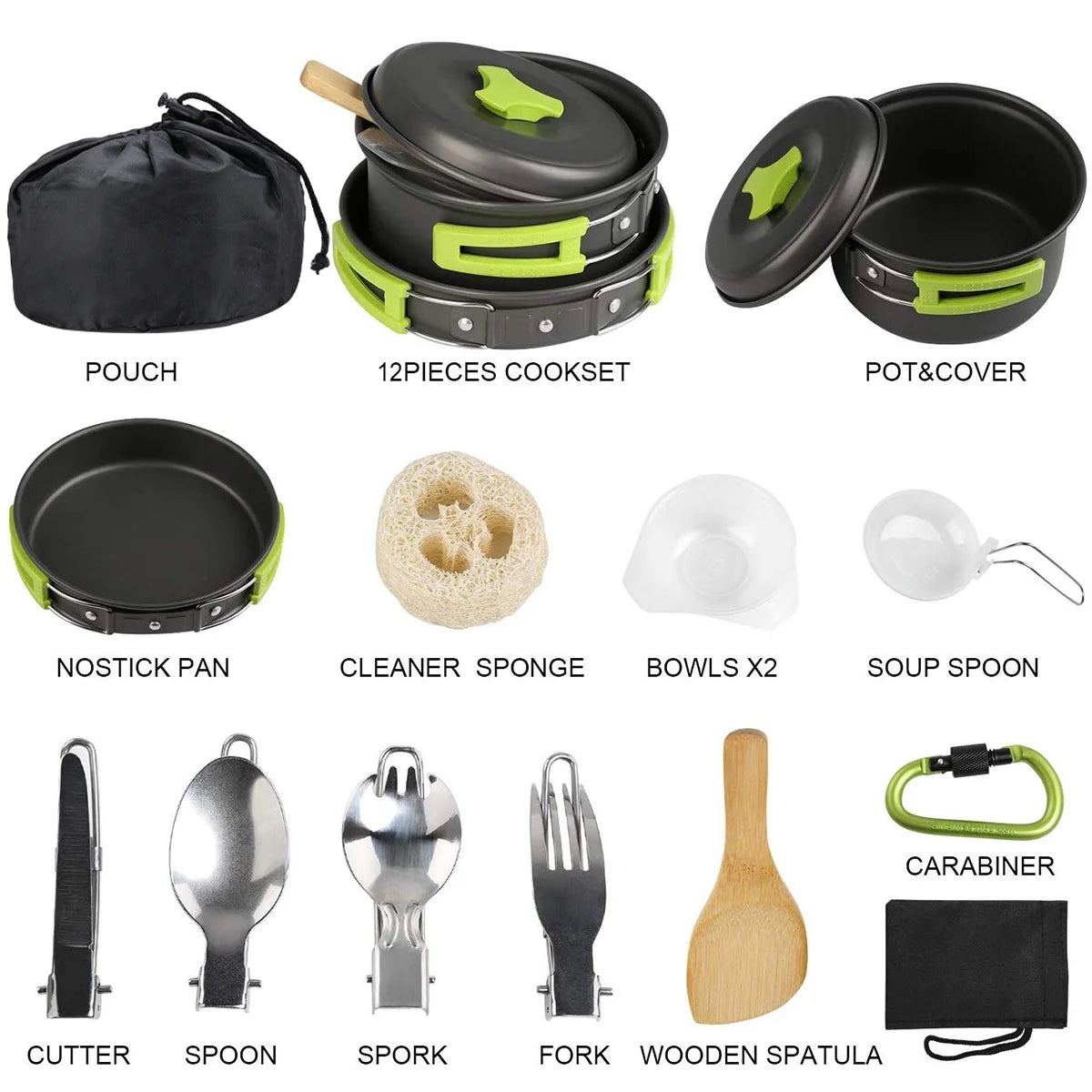 15 Pcs Non Stick Camping Cookware Set S15255