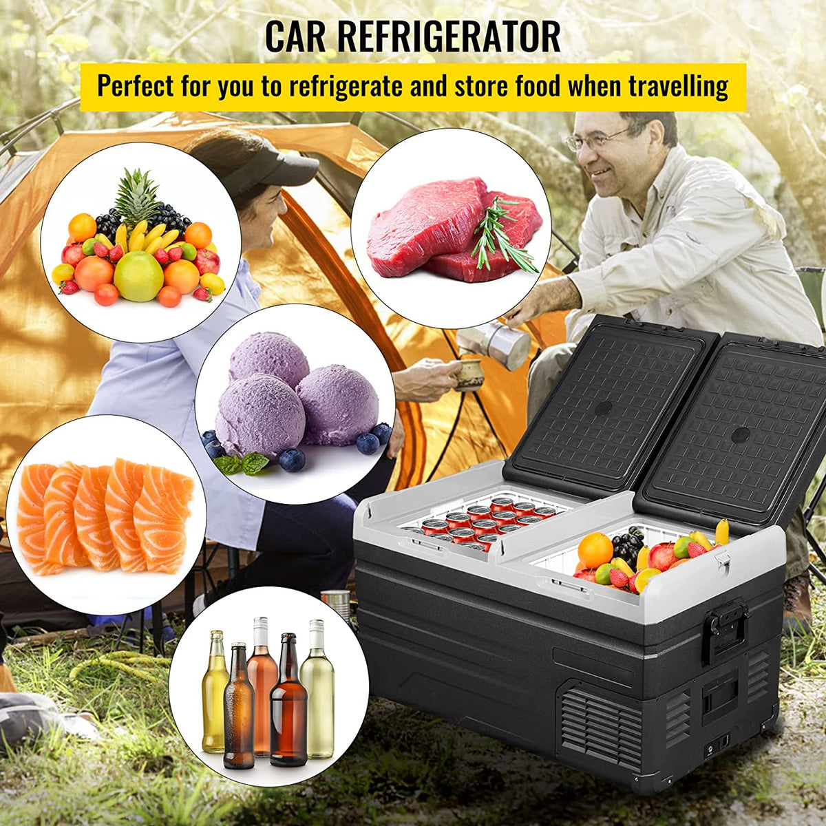 12V 80 qt. Dual Door Chest Refrigerator with Cooler B2470