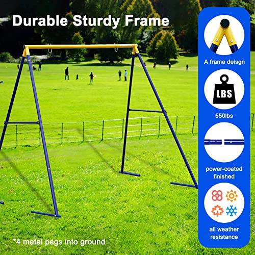 43inch Saucer Tree Swing with A Frame Swing Stand Heavy Duty Metal Frame U651