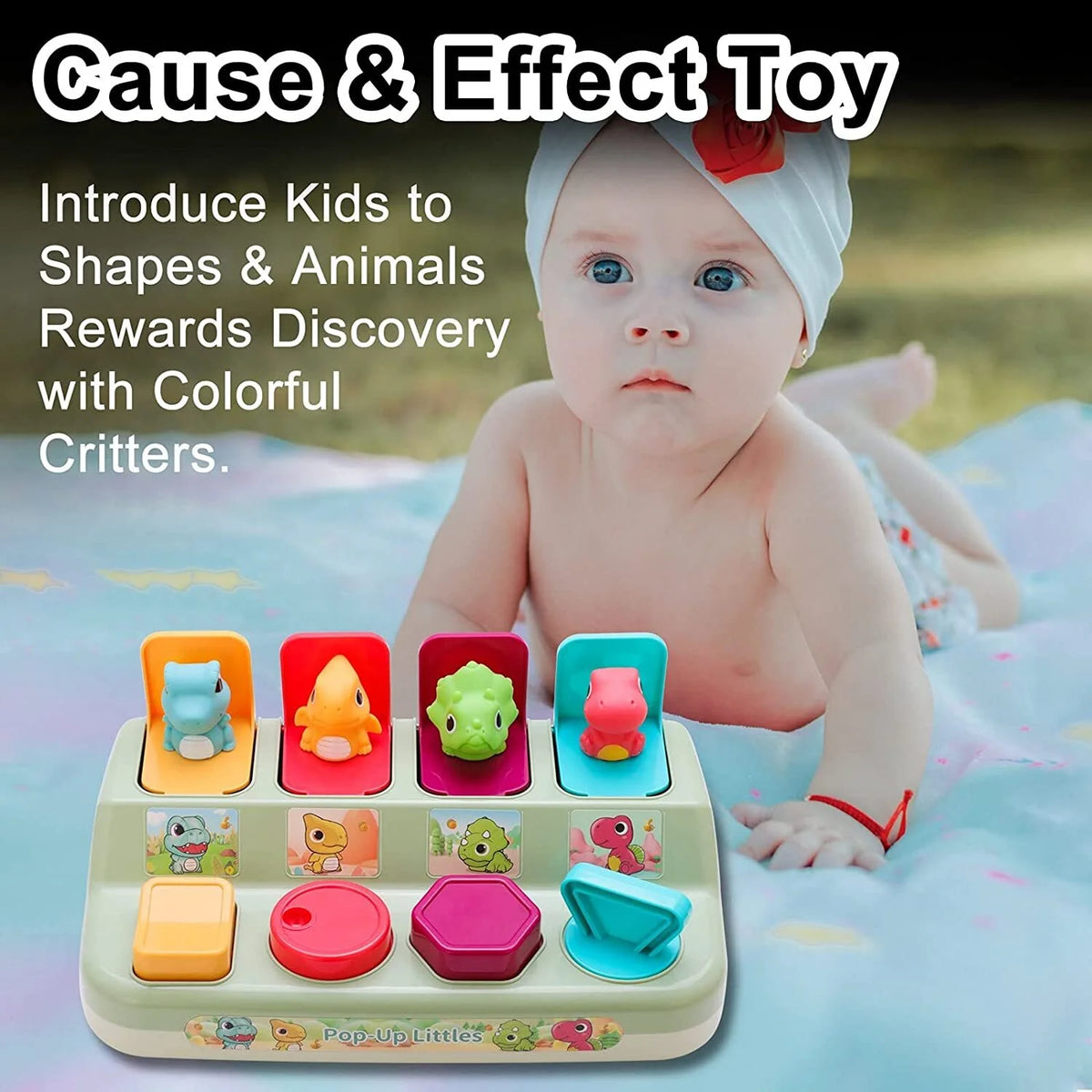 Pop-Up Pals Baby Toy for Sorting Colors and Animals, Musical Dinosaur Learning Toys for Babies and Toddlers 6M+ C435497