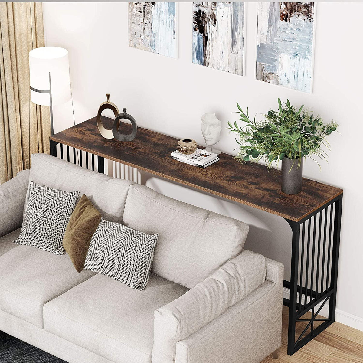 70.9 inch Sofa Console Table Rustic Brown B253