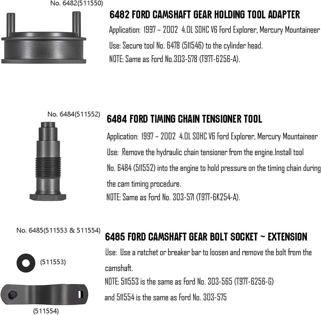 Timing Tool Kit for 4.0L SOHC V6 Engine T5749