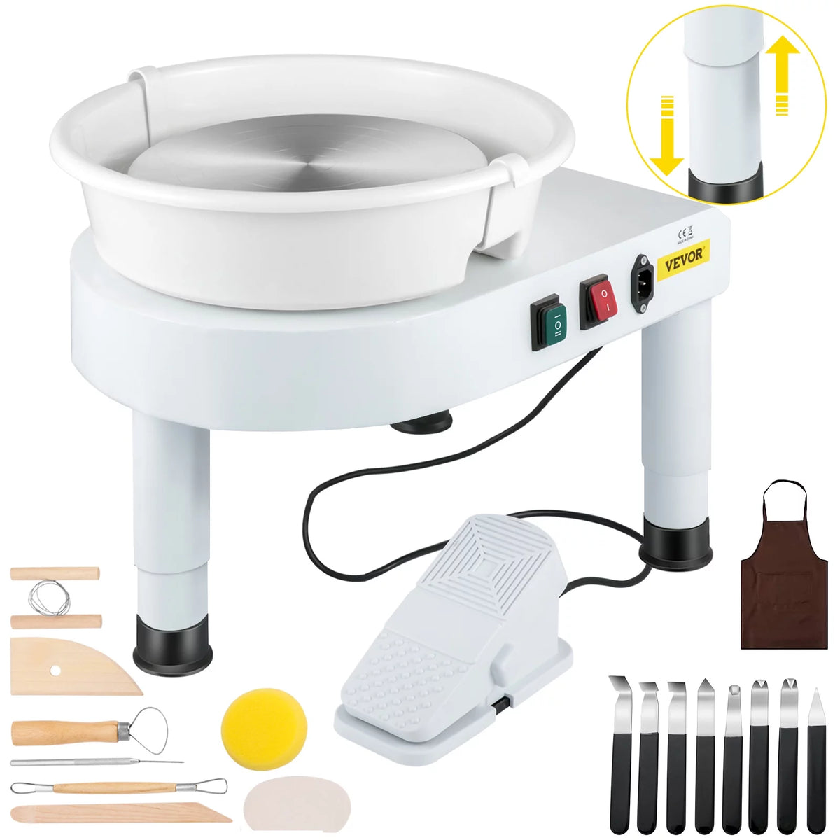11in Ceramic Pottery Wheel with Foot Pedal and Detachable Basin R6794