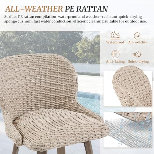 Apricot PE Rattan Swivel Bar Stools Set of 4 W703409