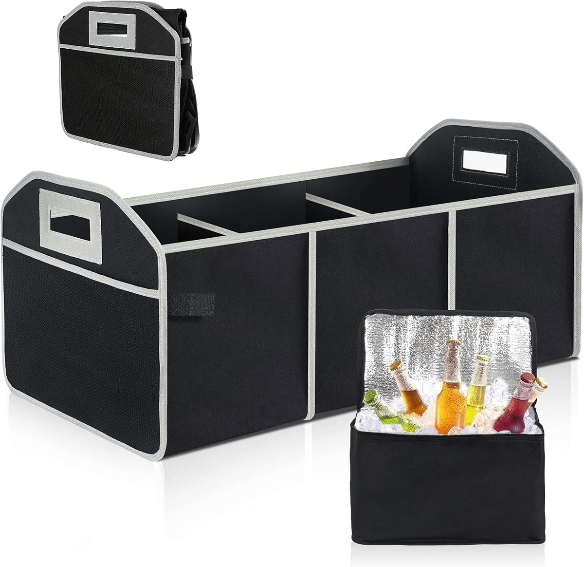 Waterproof Car Trunk Storage Organizer with Insulated Leakproof Cooler Bag X2451