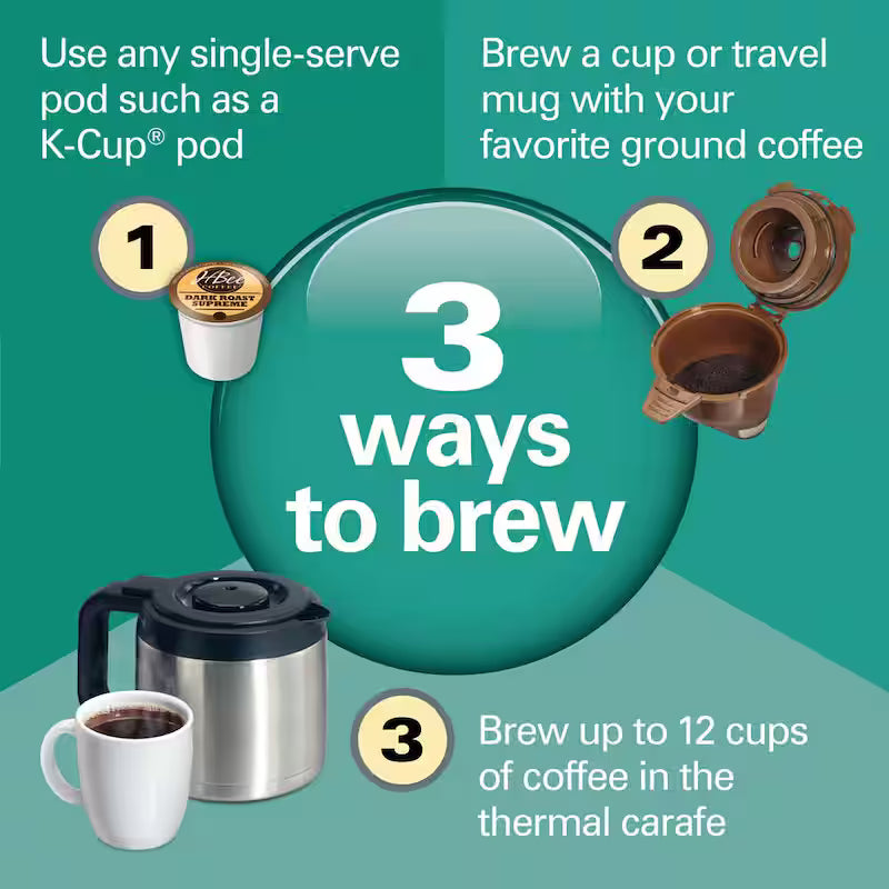 12-Cup Black and Stainless Steel Coffee Maker with Thermal Carafe C980