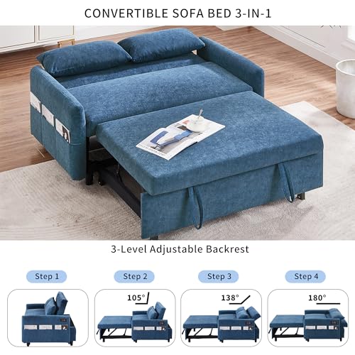 Gray Velvet Convertible Sleeper Sofa Bed O182