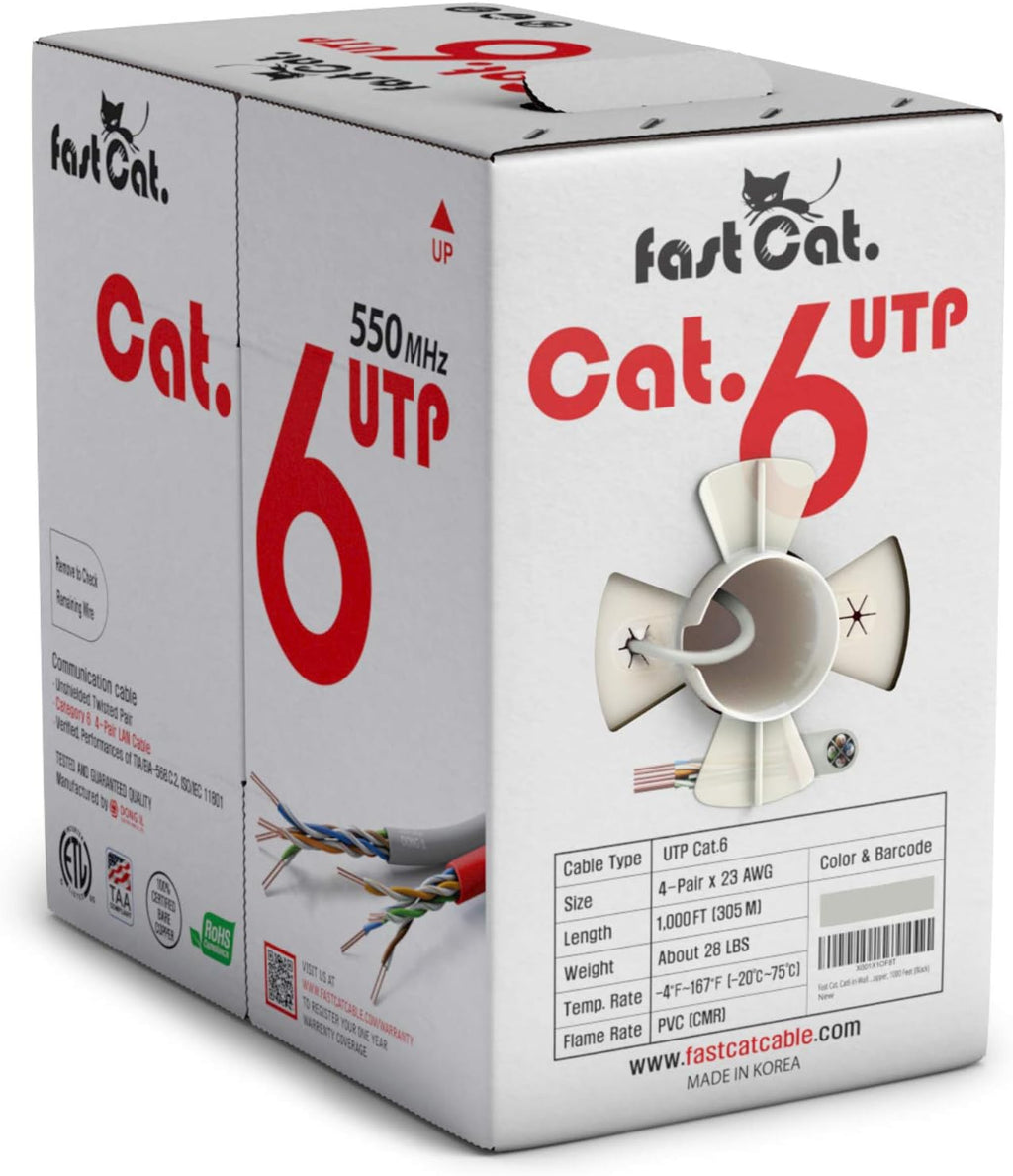 Cat6 Ethernet Cable 1000ft 23 AWG Solid Bare Copper Orange K805654