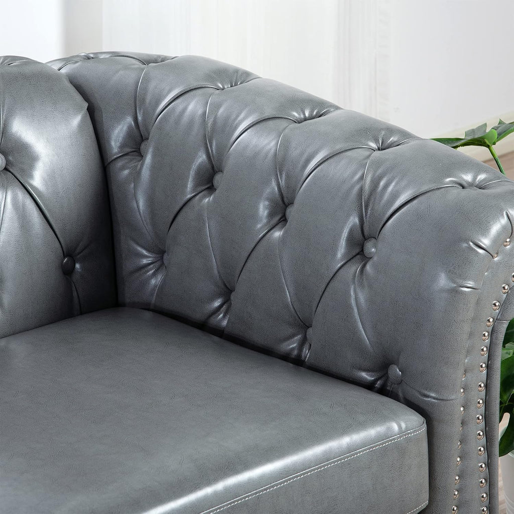 3-Seater PU Leather Chesterfield Sofa with Button Tufted F300434