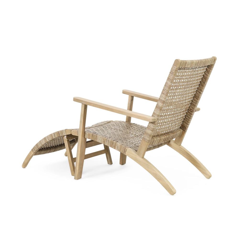 Acacia Wood Outdoor Lounge Chair Set of 2 Light Brown P70174