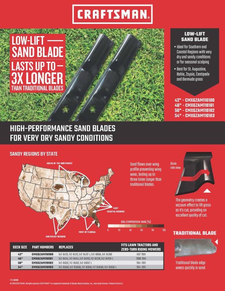 50-Inch Low-Lift Sand Lawn Mower Blade Set G292864
