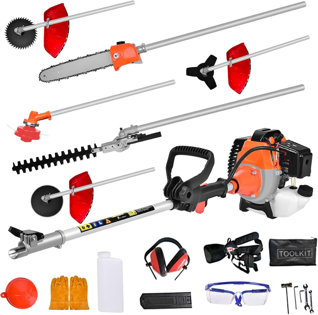 52cc 6 in 1 Gas Petrol Hedge Trimmer Brush Cutter Chainsaw Z800615