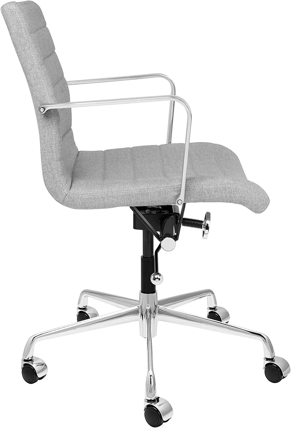 Ribbed Grey Poly-Cotton Fabric Office Chair W5987