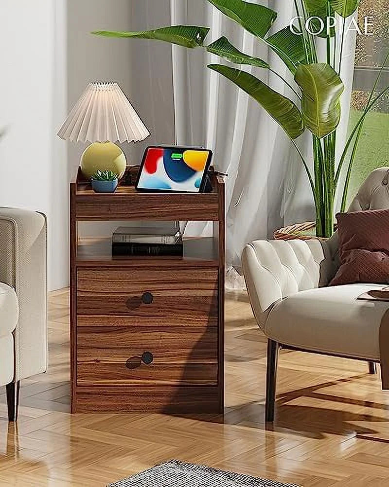 White 2 Drawer Nightstand with Charging Station O57855