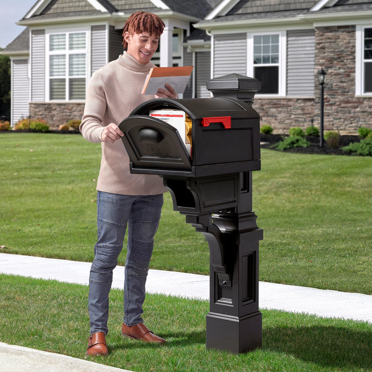 Onyx Black Plastic Mailbox Post Kit F10458
