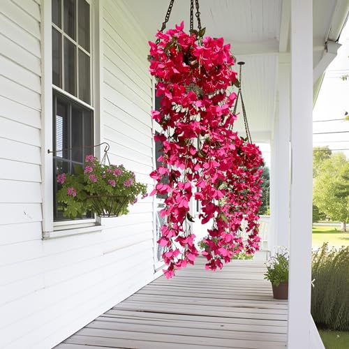 Fuchsia Artificial Silk Hanging Flowers Pack of 2 V83867