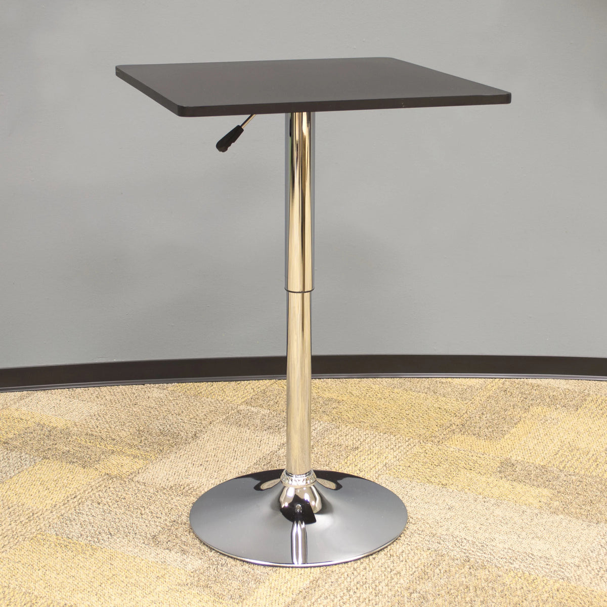 Adjustable Bar Height Table with Black Finish Wood Top O768