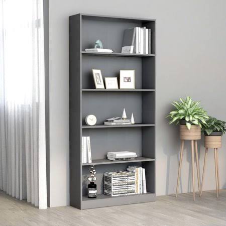 Gray 5-Tier Wood Bookcase I158