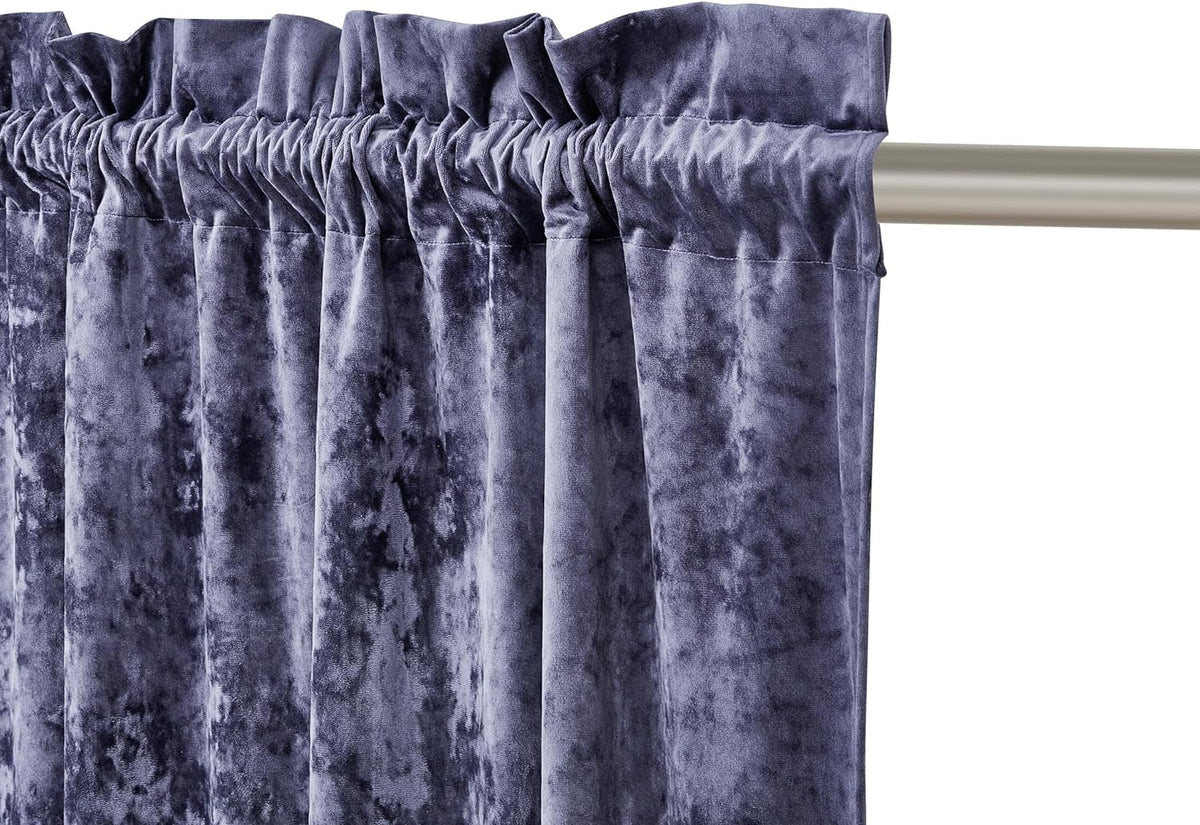 Purple Crushed Velvet Curtains 2 Panel Set 50" W x 84" L O39879