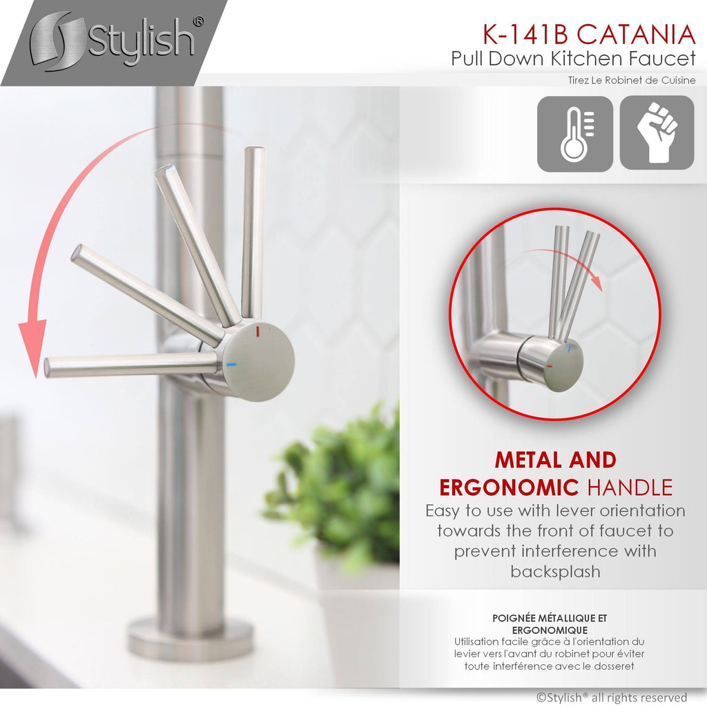 Brushed Nickel Pull Down Single Handle Kitchen Faucet N415