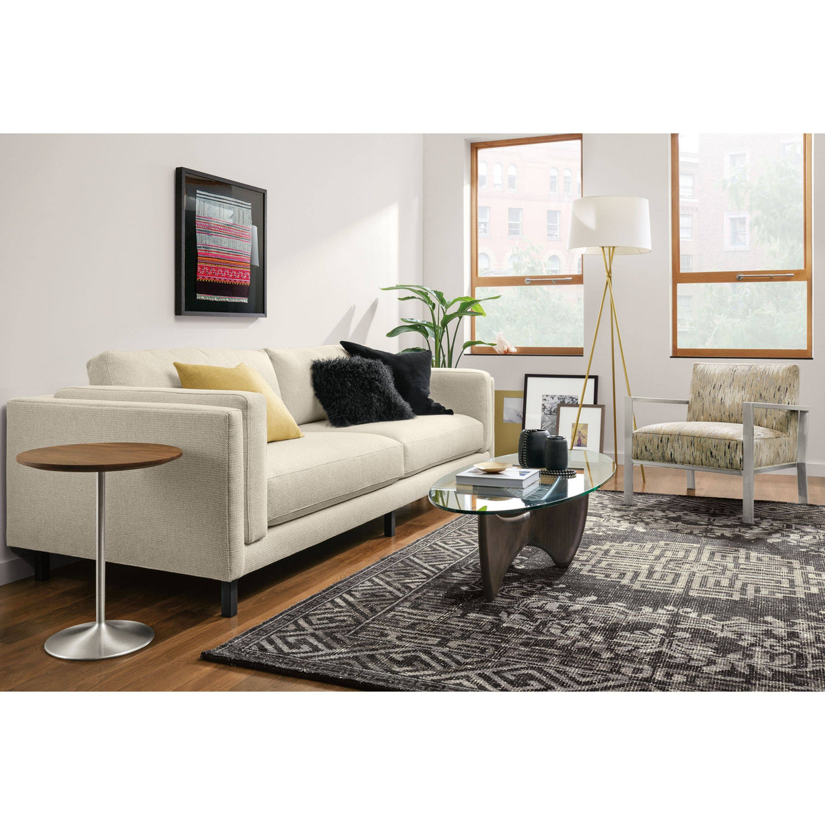 White Round End Table M293