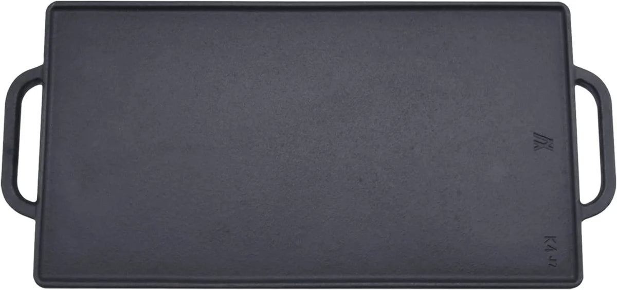 Cast Iron Reversible Grill Griddle, Non-Stick Double Sided Grill Pan with Handles 15 Inch x9 Inch I500528