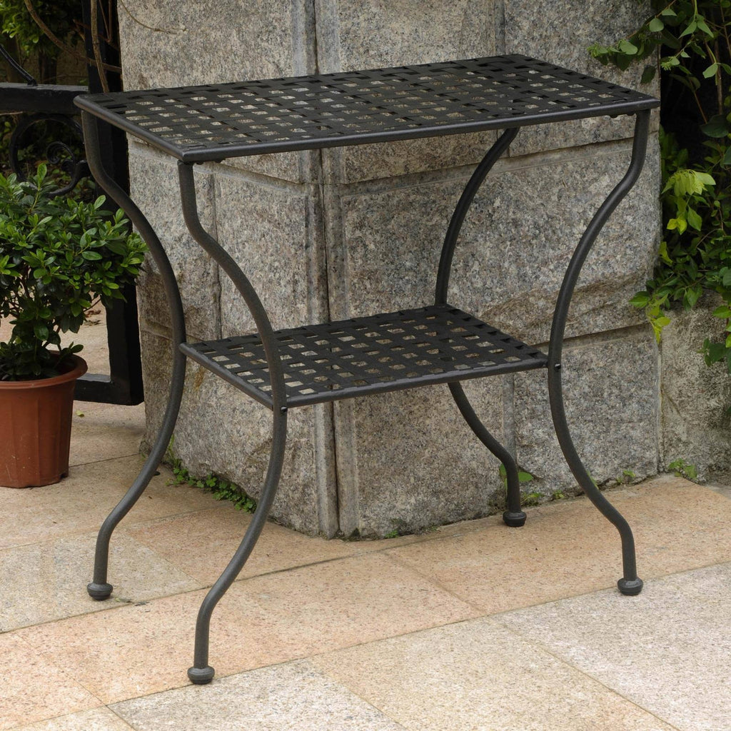 Antique Black Iron Rectangular 2 Tier Table F426394