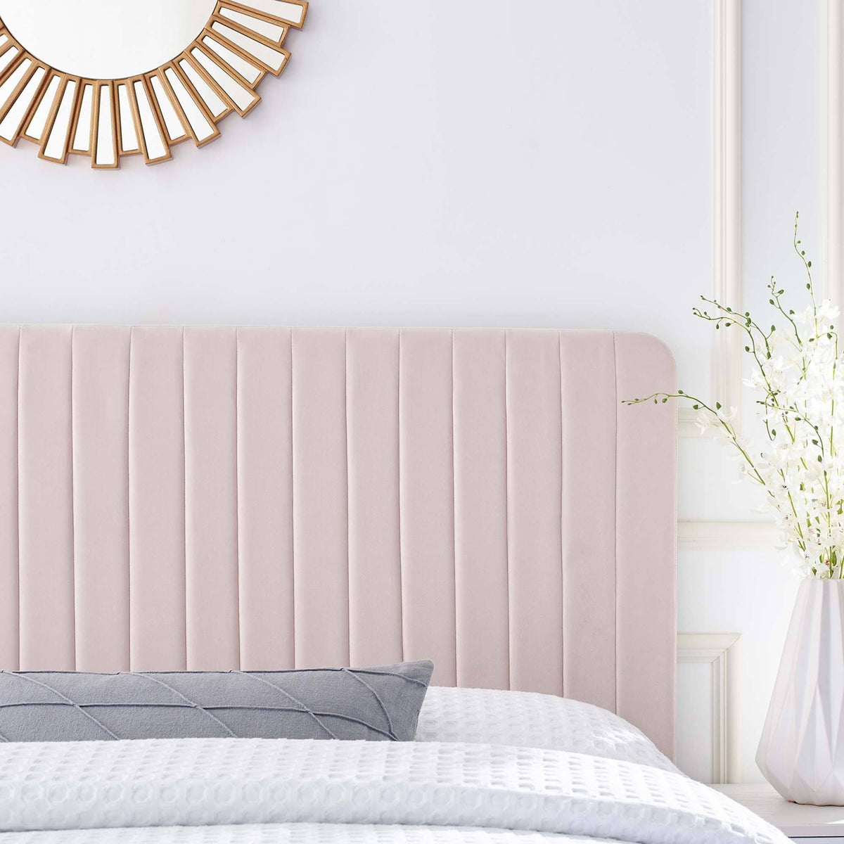 Pink Channel Tufted Performance Velvet King/California King Headboard A5909
