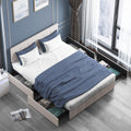 Black Linen Fabric Full Storage Bed Frame with Upholstered Headboard C471