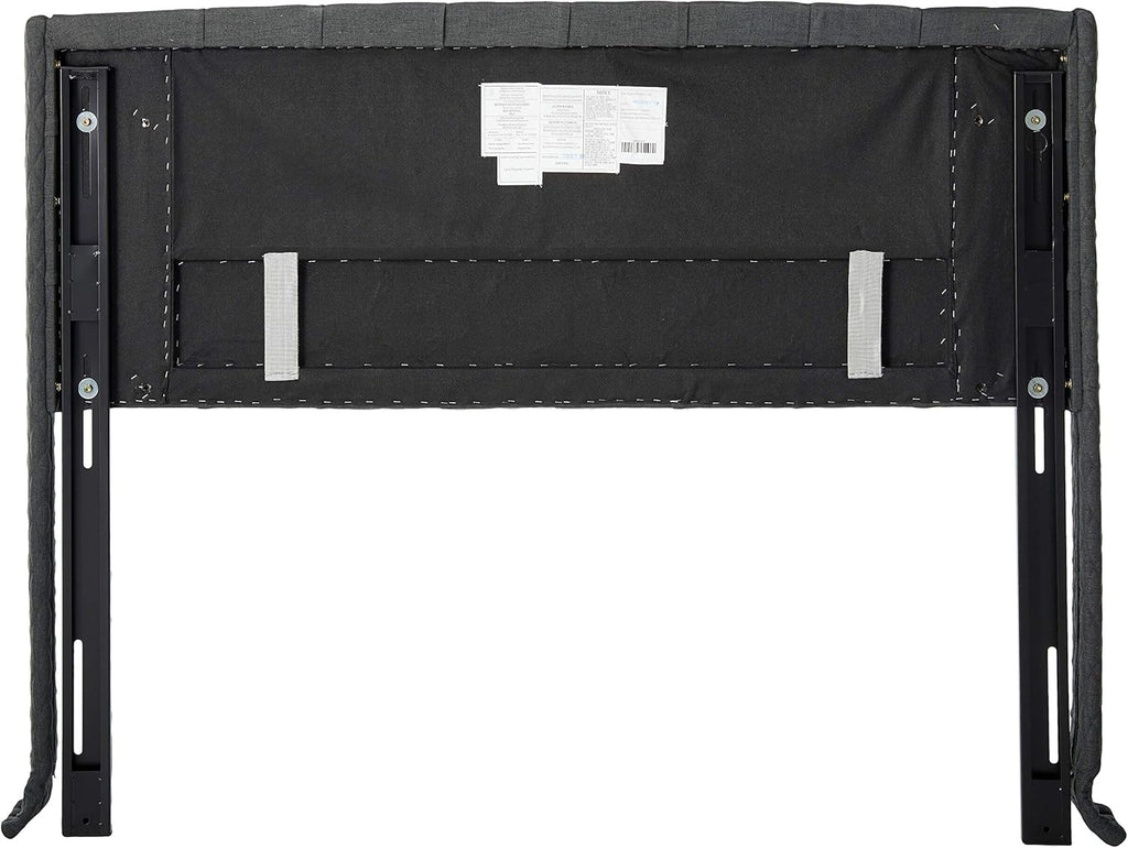 Queen Dark Gray Black Tufted Fabric Headboard B7169