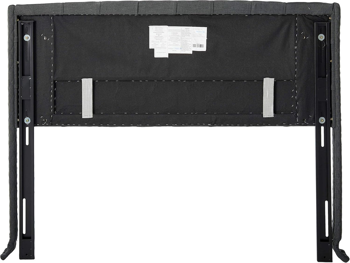 Queen Dark Gray Black Tufted Fabric Headboard B7169