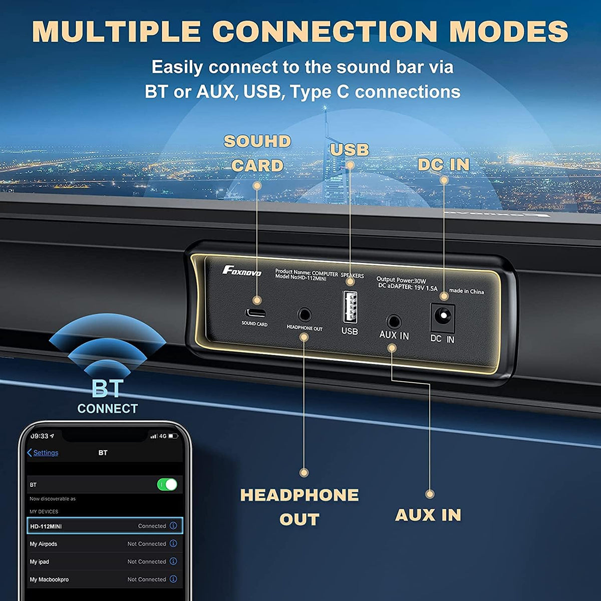 HiFi Stereo Bluetooth Computer Speakers, Pack of 2 F9537