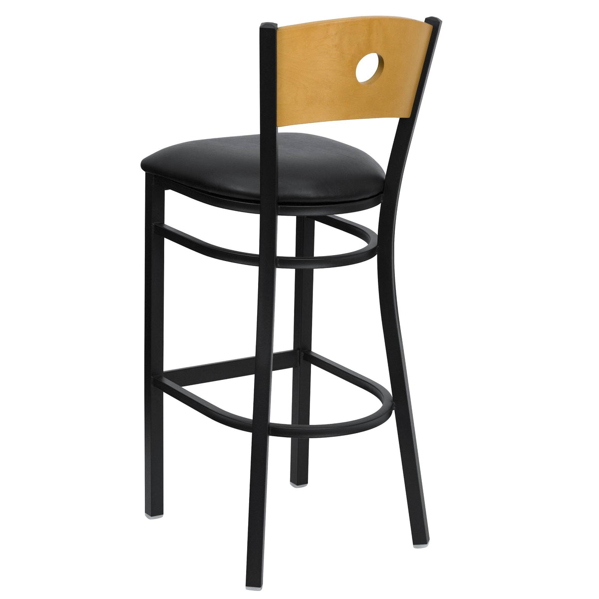 Black and Natural Brown Circle Back Restaurant Barstool J7070