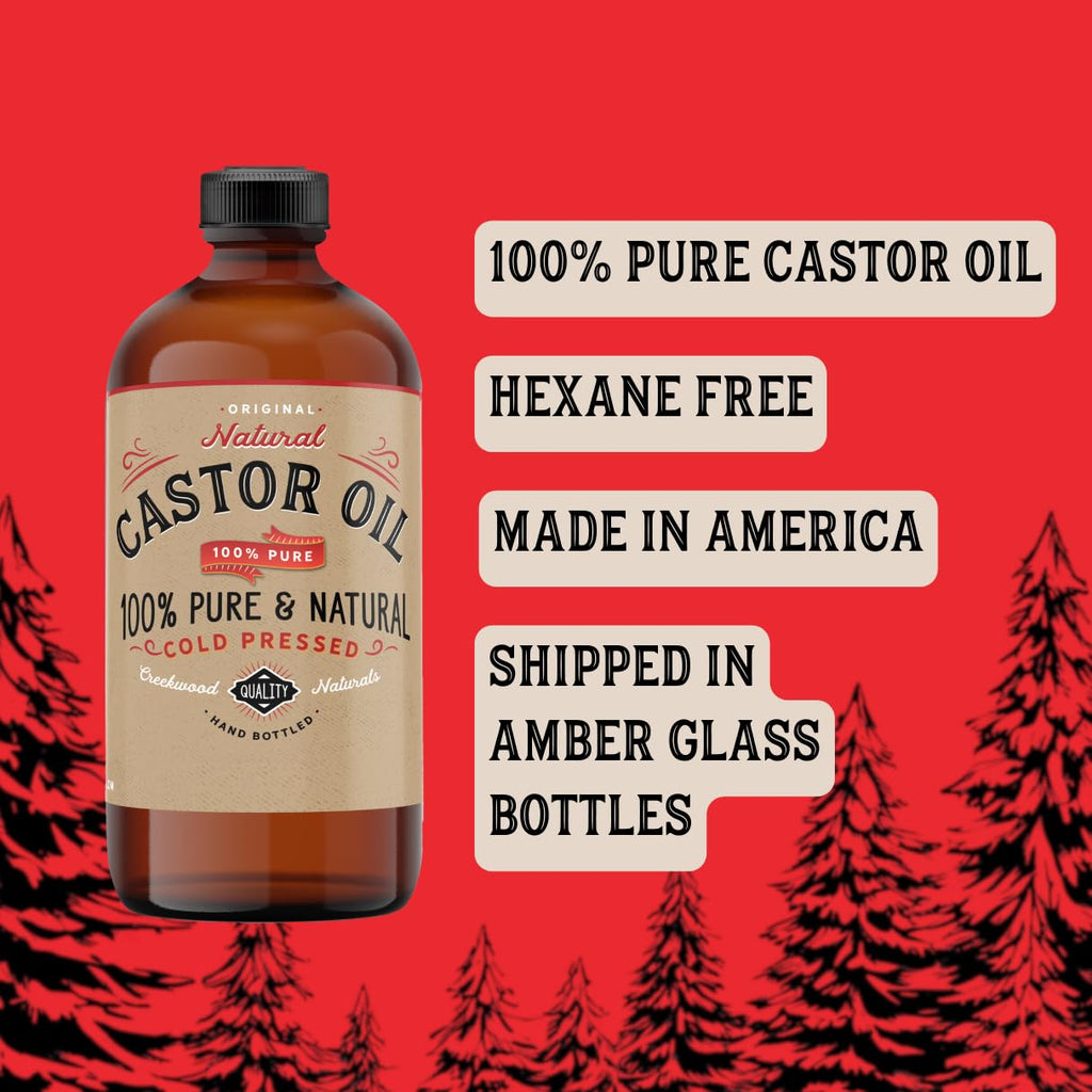 100% Pure Cold Pressed Castor Oil in Glass Bottle F91355