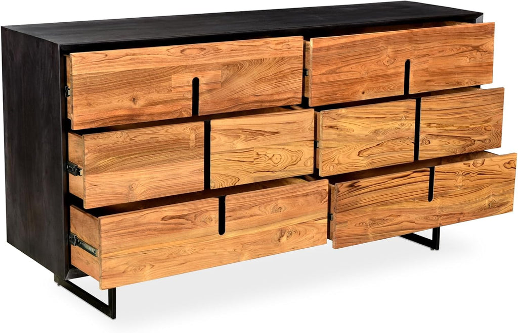 6 Drawers Solid Mango Wood Dresser Light Brown A99815
