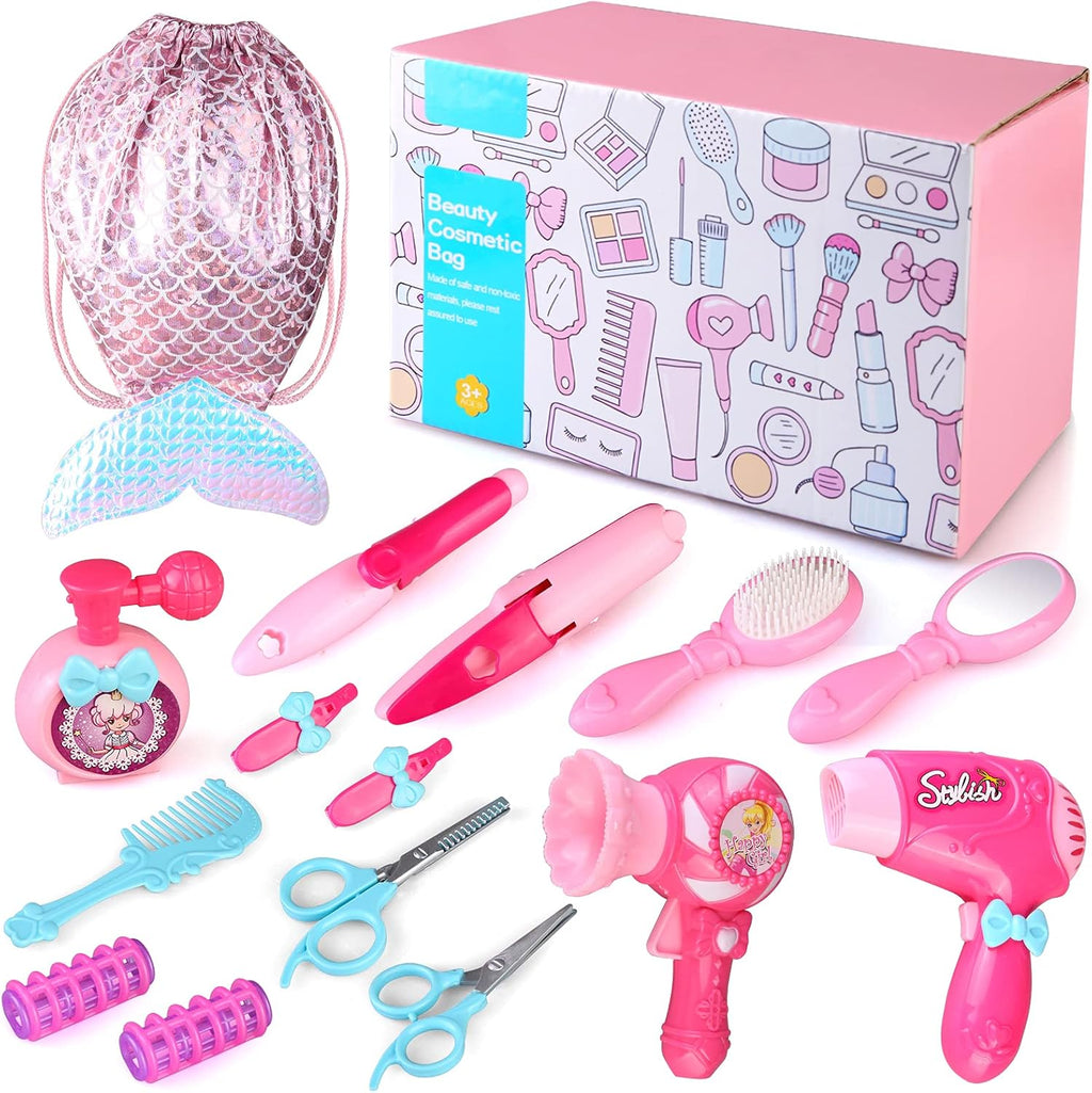 Kids Hair Salon Toy Set with Hair Dryer Hair Curler and Beauty Accessories R3643