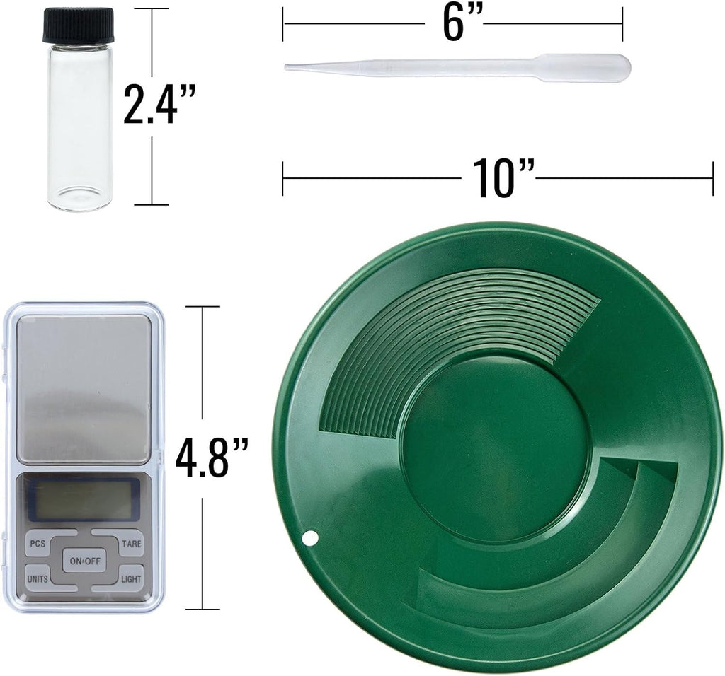 Gold Prospecting Pan Kit with Glass Vials Pocket Scale 7pc A933723