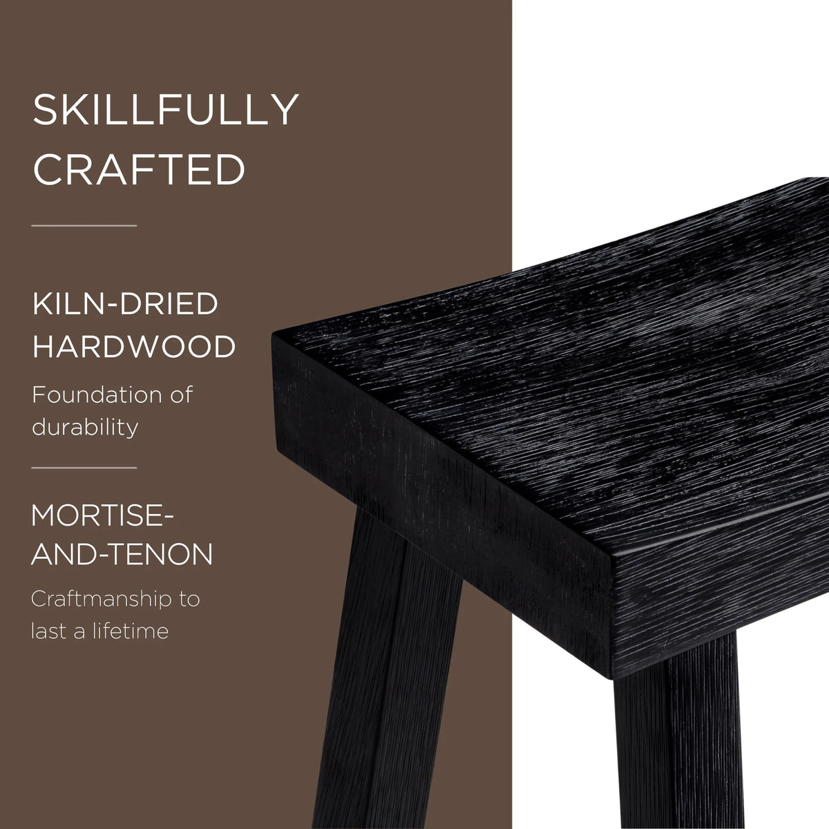 Antiqued Black Wooden Counter Stool C927