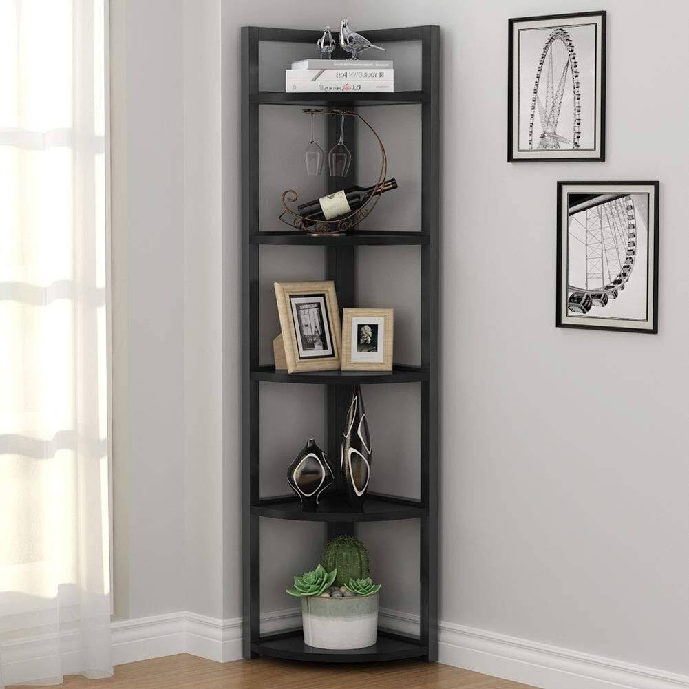 Black/Espresso 5 Tier Corner Bookshelf I86975