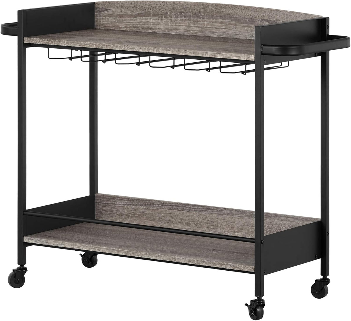 Black Faux Carrara Marble Mobile Bar Cart M117