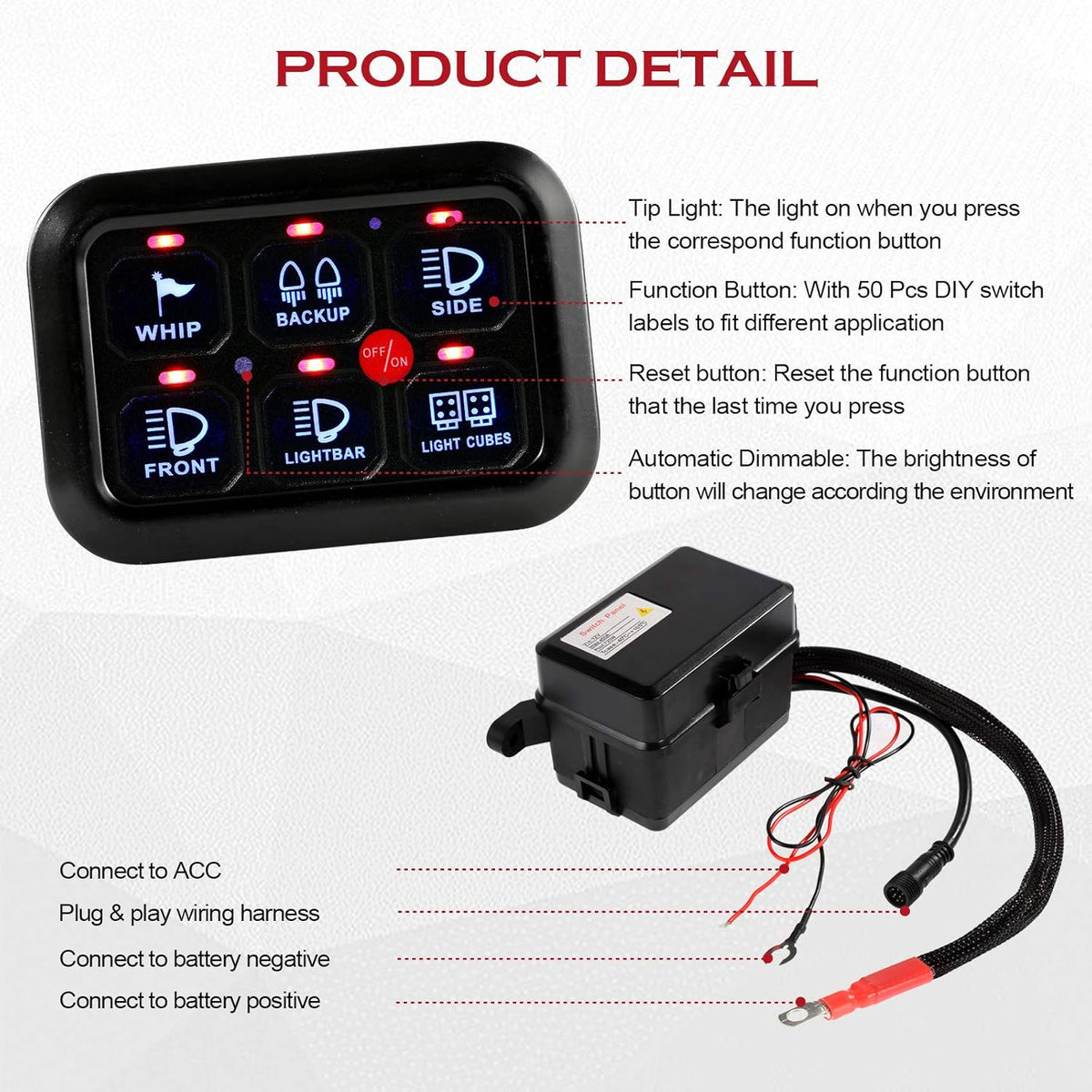 6 Gang Switch Panel for Car Truck ATV UTV Boat Q1552