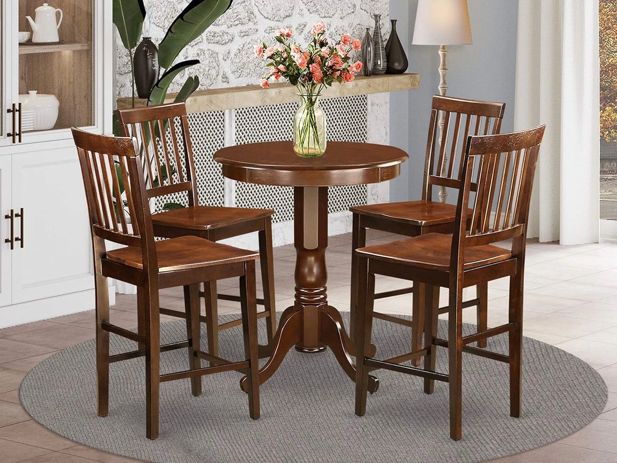 5 Piece Kitchen Counter Height Set with Round Pub Table and 4 Chairs G88029