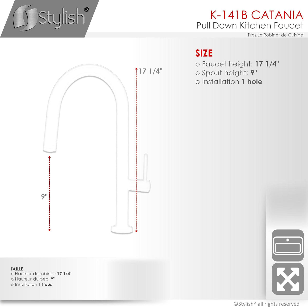Brushed Nickel Pull Down Single Handle Kitchen Faucet N415