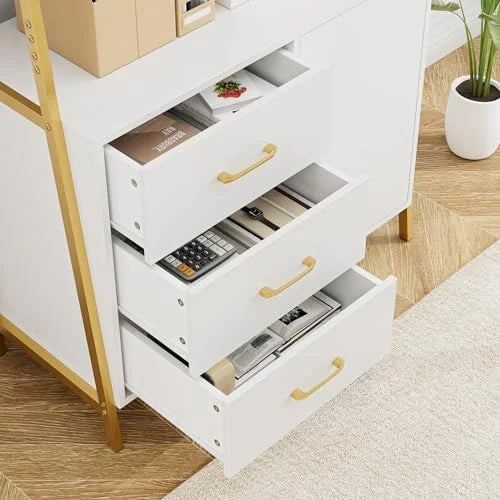69" Tall 4-Tier Bookshelf with Drawers and Shelves R71775