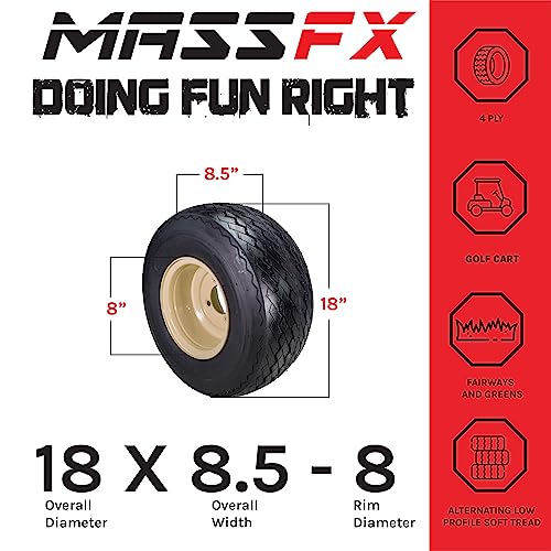 Set of 4 18x8.5-8 Beige Golf Cart Wheels and Tires Combo S476954