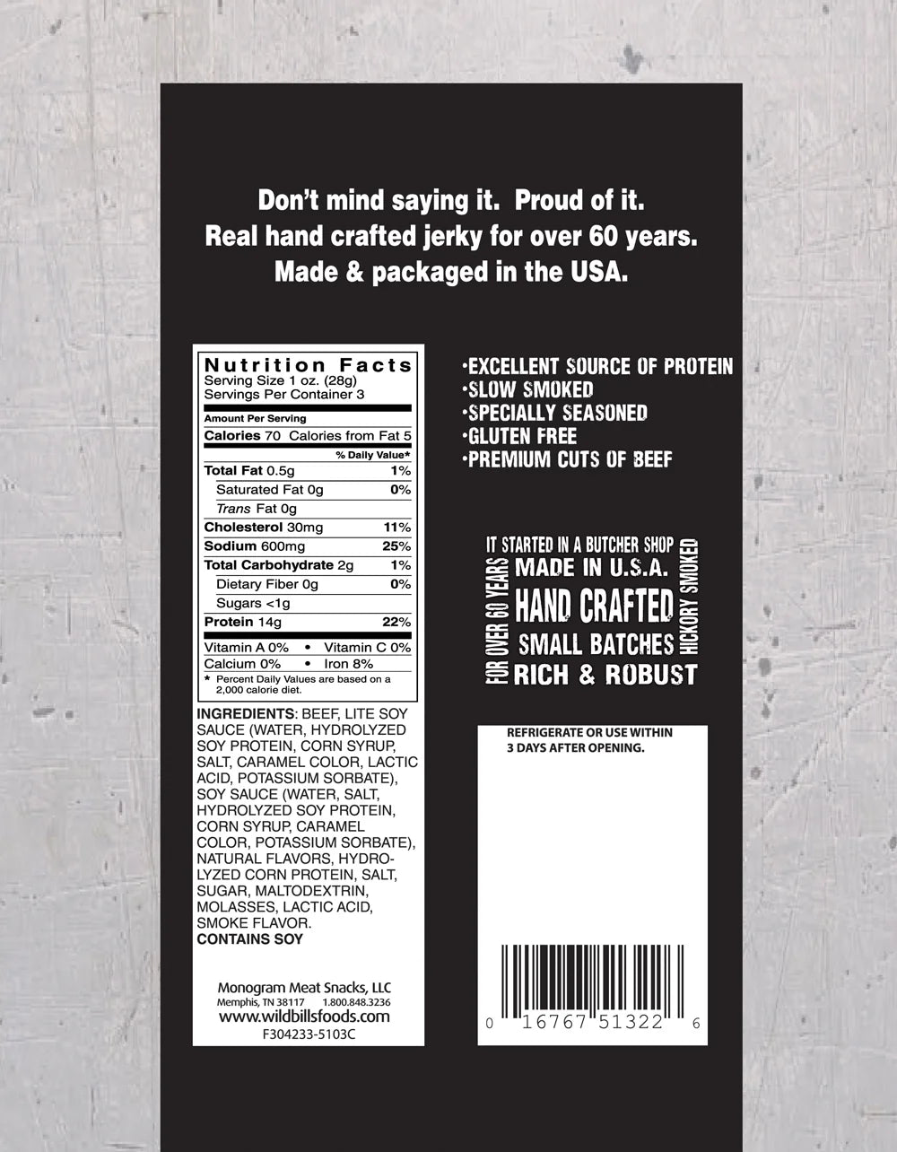 Hickory Smoked Beef Jerky 3 Ounce Pack (3 count) M45483